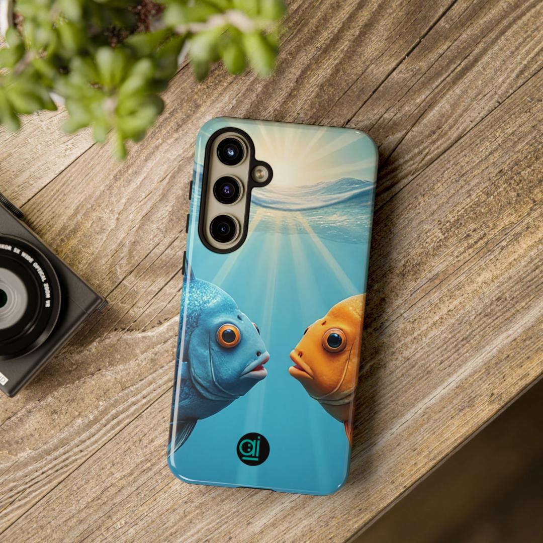 AI Brand - Stylish Tough Phone Case - Glossy & Matte - Atomic Impact - fish flow