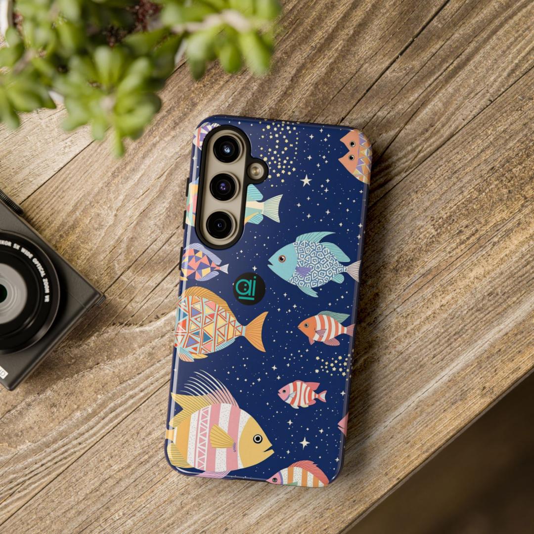 AI Brand - Stylish Tough Phone Case - Glossy & Matte - Atomic Impact - fish flow