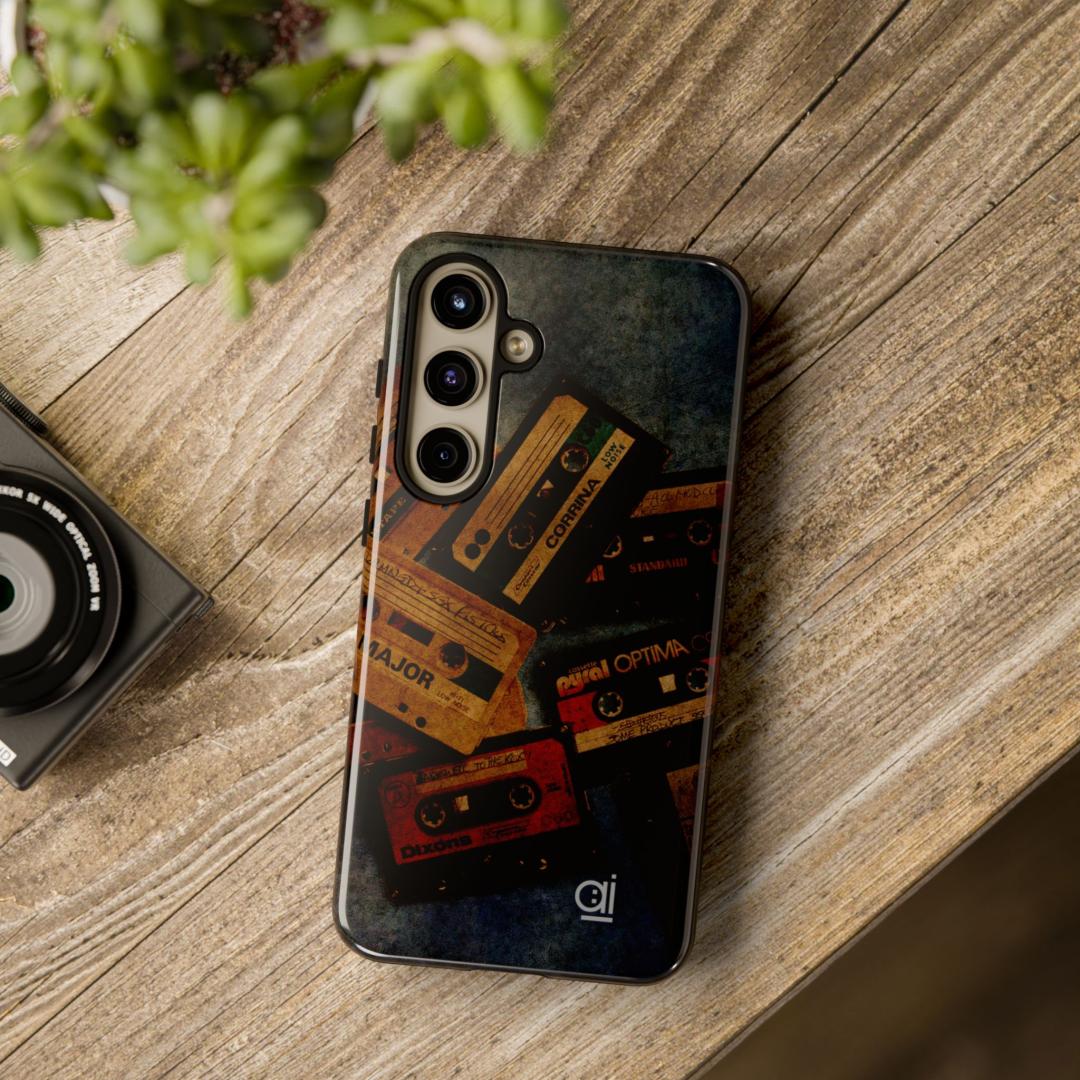 AI Brand - Stylish Tough Phone Case - Glossy & Matte - old cassettes